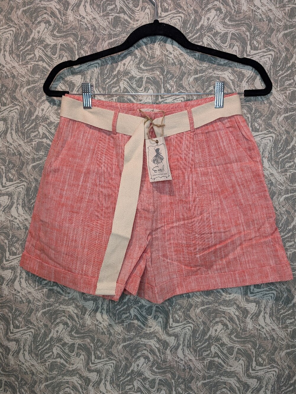 NWT Easel Linen Cotton Shorts With Belt Size Small